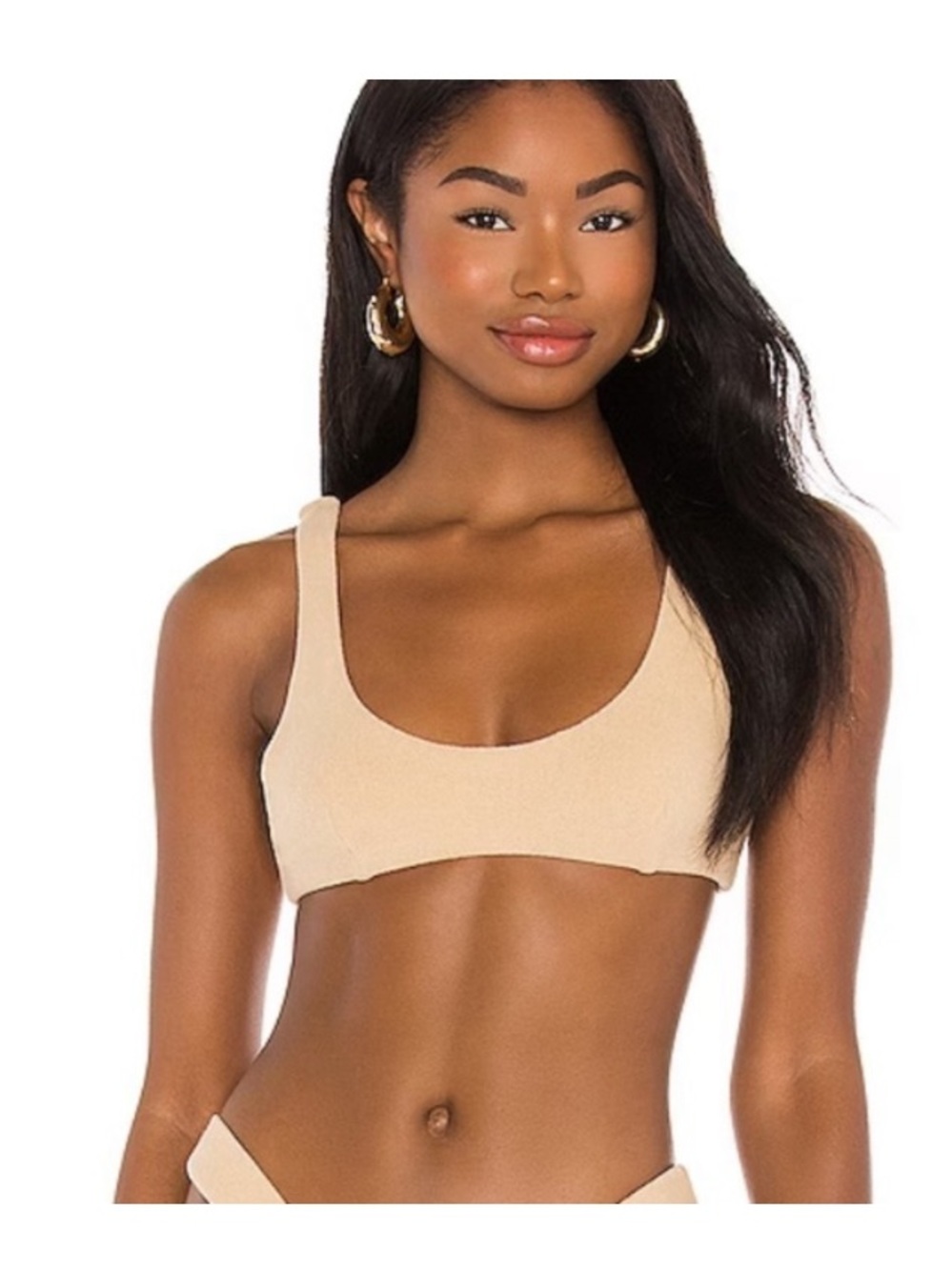Free People x It’s Now Cool Beige Natural Terry 90s Crop Top New Bikini Large